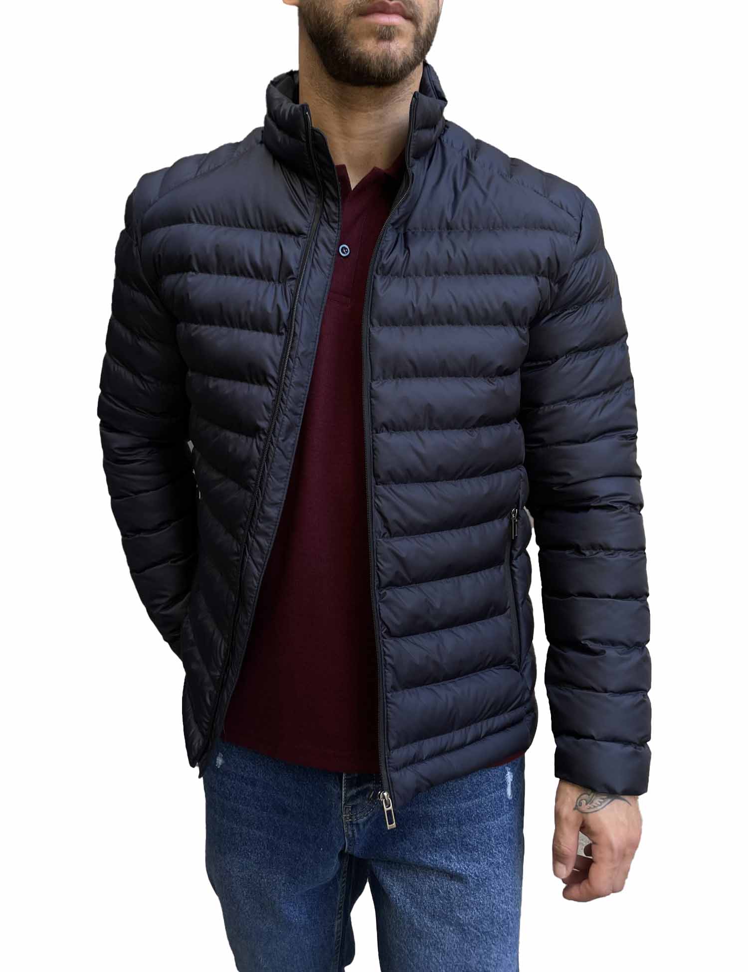 Ανδρικό μπλε καπιτονέ μπουφάν D3078B φωτογραφία